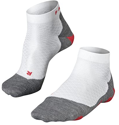 FALKE Women's RU5 Race Short Running Socks, Breathable Quick Dry, Quarter Length, Ultralight Cushion, Athletic Sock, White (White-Mix 2020), 5-6, 1 Pair