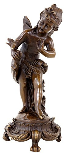 Kunst & Ambiente - Jugendstil Bronzefigur - Elfe mit Vögeln - Jugendstil Skulptur - Bronzefiguren kaufen - Auguste Moreau