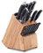 BergHoff Messerblock 20-teilig Essentials (Messer-Set mit Holzblock, inkl. Messer, Wetzstahl + Schneidebretter, Küchenmesser-Set, Edelstahlklingen) 1307146