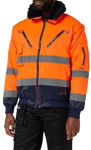 Portwest Hi-Vis Warnschutz 3-in-1 Pilotjacke, Größe: M, Farbe: Orange/Marine, PJ50ONRM