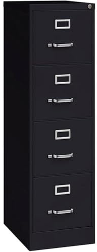 Scranton & Co 4-Drawer Metal Vertical Filing Cabinet, 22 in Depth, Black Finish, Letter Width, Durable Steel Construction, Locking Mechanism, Compact Design for Office or Home Workspace Storage