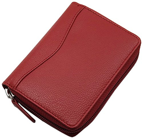 Universel cuir porte cartes de crédit et porte-monnaie en couleur rouge