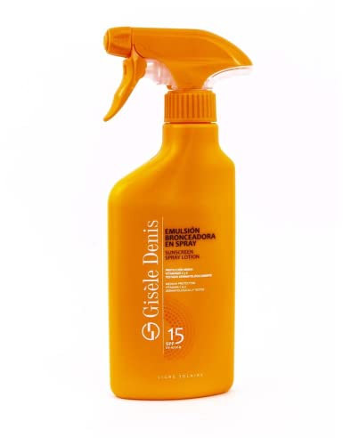 GISÈLE DENIS - Protector Solar en Spray, 300 ml, Protección FPS15, Emulsión Bronceadora, Cuidado de Piel, Crema Solar, Hidrata la Piel, Resistente al Agua, para Uso Diario, Previene Manchas y Arrugas