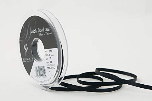 Berisfords 3501 Satinband, Polyester, 5 mm, 10 x 1 x 10 cm, Schwarz 10