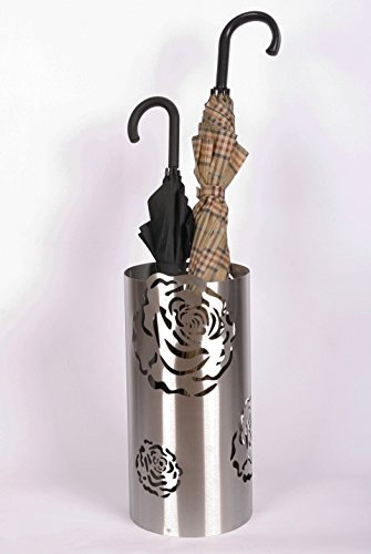 Regenschirmständer Design Rose, 49 x Ø 22,5 cm, Edelstahl mattiert, Marke: Szagato, Made in Germany (Schirmständer, Schirmhalter, Regenschirmhalter gebürstet)