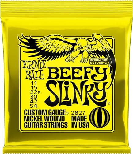 Ernie Ball Beefy Slinky - Cuerdas para guitarra eléctrica, entorchado de níquel, 1 paquete, calibre 11-54