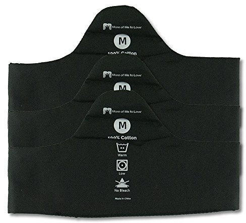 More of Me to Love Cotton Bra Liner, Black, Large, 3-Pack