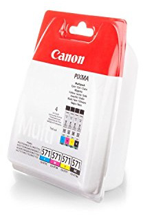 Canon CLI-571 Multipack Ink Cartridges Black, Cyan, Magenta, Yellow – Ink Cartridges (Black, Cyan, Magenta, Yellow, Pixma MG575x, MG685x, MG775x, Inkjet, 4 Pieces)