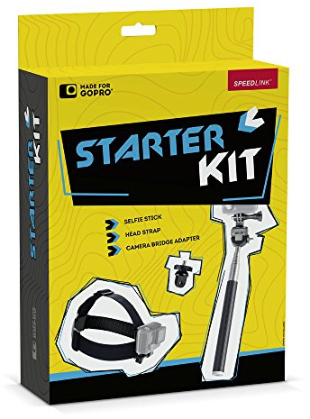Speedlink Starter-Kit für GoPro - Zubehör für Action-Cams - Selfie-Stick - Verstellbare Action-Cam-Halterung für Kopf und Helm - schwarz