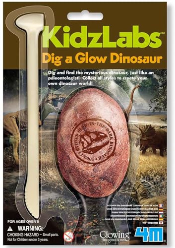 4M KidzLabs Dig a Glow Dinosaur, Glow Plaster Egg & Collectable Dino Figure