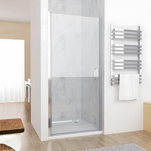 MIQU 80 x 197 cm Nischentür Duschabtrennung Schwingtür Duschwand Dusche Nano Glas Drehtür Pendeltür Duschtür