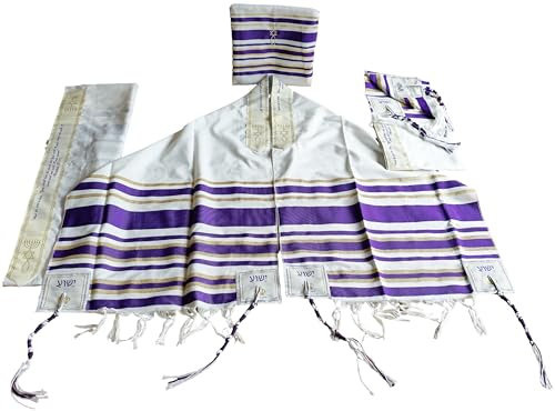 Bethlehem Gifts Herren Schal Messianic Tallit, Violett mit Gold