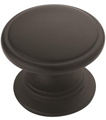 Amerock | Cabinet Knob | Matte Black | 1-1/4 inch (32 mm) Diameter | Ravino | 1 Pack | Drawer Knob | Cabinet Hardware | Durable Zinc drawer knob and cabinet hardware, ideal for kitchen cabinets, bathroom vanities, dressers, and furniture