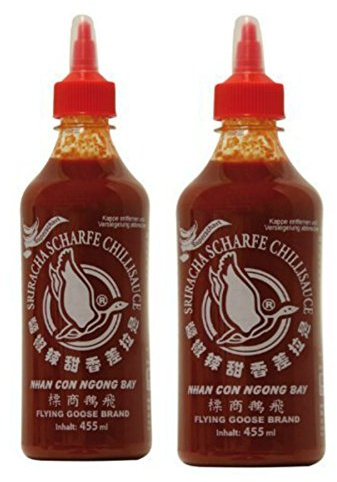 2 x Sriracha Super Hot Chilli Sauce *FREE U.K POST* Flying Goose Brand Hot Sauce Thai Chinese Japanese Dips Extra hot Chilli Sauce