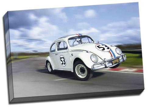Kunstdruck auf Leinwand, Motiv: Herbie VW Käfer, groß, 76,2 x 50,8 cm