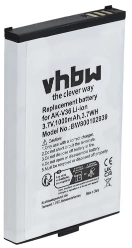 vhbw Akku kompatibel mit Emporia Elegance, Elegance Premium, Elegance Premium V37 Handy Smartphone Senioren Telefon (1000 mAh, 3,7 V, Li-Ion)
