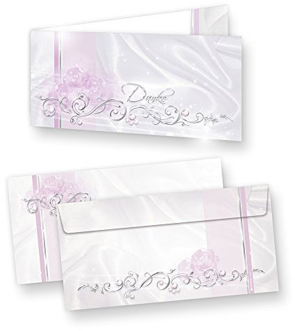 tatmotive Schmucke Danksagungskarten DE LUXE (20 Sets) sehr elegante Dankeskarten nach Feier, Geburtstag oder Hochzeit