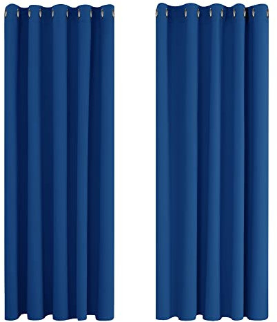 Deconovo Cortinas Opacas para Interiores, 2 Piezas, 183 cm de Alto, Cortinas térmicas Modernas para el hogar, con ollados, 168 x 183 cm (Ancho x Alto), Azul electrónico