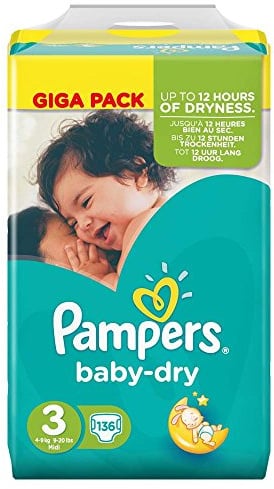 Pampers Baby Dry Größe 3 Midi 4-9kg Giga Pack 136 Windeln