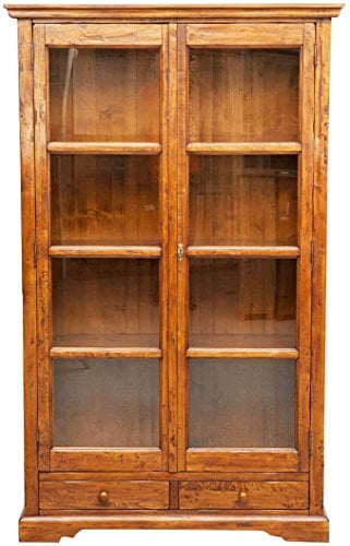 Biscottini Buffetschrank Holz massiv Made in Italy - Vitrinenschrank Vintage 109x36x180 cm - Küchenbuffet buffetschrank landhausstil - Wohnzimmer möbel