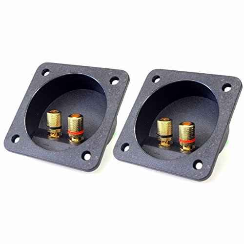 Kalevel® 2pcs DIY Home Car Stereo 2-Way Speaker Box Terminal Round Square Spring Cup Connector Binding Post Banana jack and plugs Subwoofer Plugs 80x80mm (Black), Model: , Gadget & Electronics Store