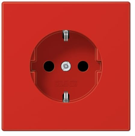Jung 1520 BFKI RT Schuko Steckdose 16 A 250 V bruchsicher mit Berührungsschutz Serie LS rot, 250 V