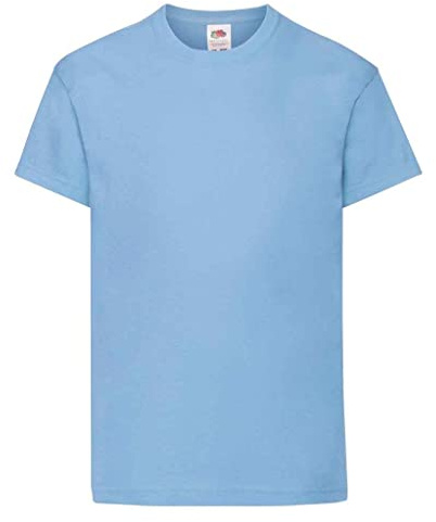 Fruit of the Loom Unisex Kids Original Crew Neck Short Sleeve T-Shirt, Blue (Sky Blue), 12-13 Years (Manufacturer Size: 152)