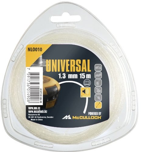 Universal Trimmerleisefaden 1,3mmx15m, NLO010: Ersatzfaden für Rasentrimmer, Länge 15 m, Faden-Ø 1,3 mm, patentierte Technik für leisen Betrieb (Artikel-Nr. 00057-76.163.10)