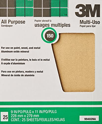 3M SandBlaster 28150 Medium P150 230 x 280mm Sandpaper Sheets with Bare Surfaces (8 Sheets)