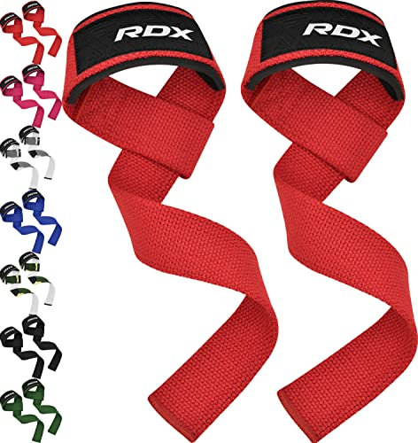 RDX Straps Palestra, Cinghie Sollevamento Pesi Fascette per Stacchi, 5MM Neoprene Imbottita Supporto Polsa, Gym Fitness Lifting Bodybuilding Powerlifting Allenamento Accessori Fasce Polsi