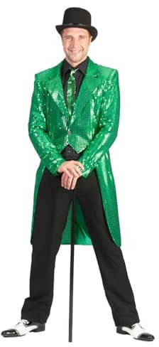 Karneval-Klamotten Frack Pailletten Herren Frack Herren grün MIT Fliege schwarz Silvester Herren-Kostüm