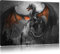 Pixxprint Drache schützend über Burg B&W, Größe: 100x70cm, Leinwandbild, fertig gespannt, Wandbild, Dekoration, Kunstdruck, kein Poster