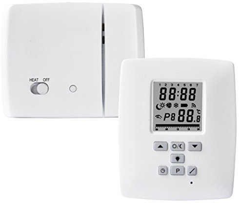 Electraline 59218 Thermostat Digital Wireless mit Funk 868 MHz, weiß