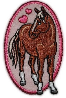 alles-meine.de GmbH Pferd 4,4 cm * 6,8 cm Bügelbild Aufnäher Applikation rosa pink Herz Herzen