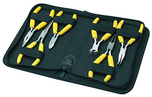 Pebaro 247 Zangenset, 6 Zangen im Etui: 2 Spitzzangen, Vornschneider, Storchenschnabelzange, Randzange, Seitenschneider, für Hobby, Handwerk, Modellbau
