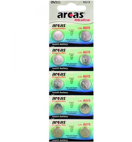 Arcas 12701013 AG 13 LR44 LR1154 357 Battery - Multicolour (Pack of 10)