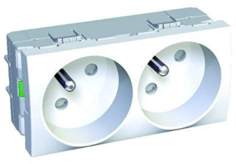 Schneider - Alb45222 Altira - Bloc 2 Prises De Courant 2P+T - 16A - 2 Postes - Blanc - 90 X 45 X 39 Mm