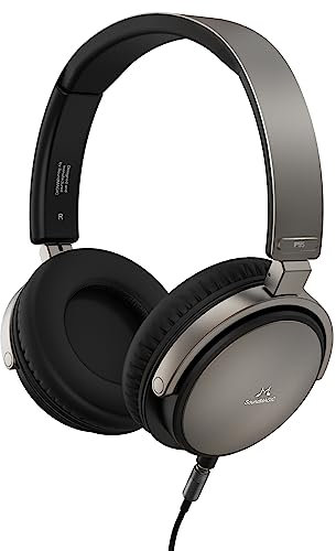 SoundMAGIC Vento P55 Auriculares de Diadema con Cable, Graves potentes, Sonido estéreo de Alta fidelidad, con Aislamiento del Ruido, Cables extraíbles, Gris Metalizado