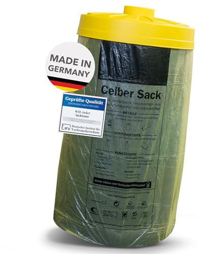 Sacktonne schwarz mit gelbem Deckel- für Gelber Sack Ständer Müllsackständer, Müllständer, Wertstoffbehälter