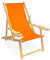 Holz-Liegestuhl mit Armlehne und Getränkehalter, Klappbar, Wechselbezug (Orange)
