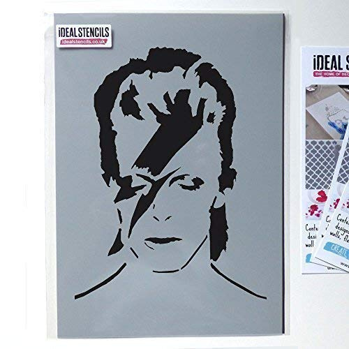 David Bowie Stencil, Paint Walls Fabric and Furniture, Reusable Art Craft Ideal Stencils Ltd (XS/11X15CM)