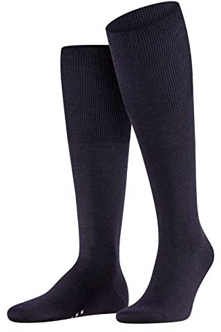 FALKE Men's Airport M Kh Wool Cotton Long Plain 1 Pair Knee-High Socks, Blue Dark Navy 6370, 11.5-12.5