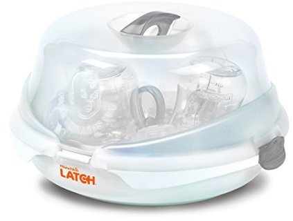 Munchkin LATCH Stillzeit Starter-Kit mit Mikrowellen-Sterilisator, Weiß