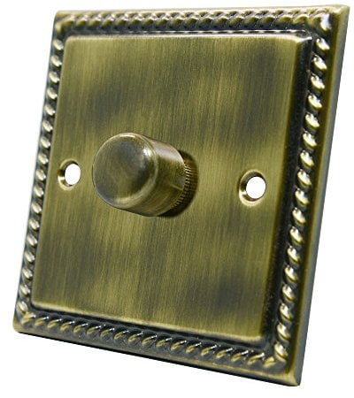 Georgian Antique Brass 1 Gang Dimmer 400W - 10 Amp Single 1-Gang 2 Way 400W Light Dimmer Switch