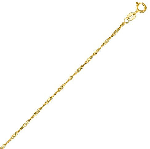 PRINS JEWELS 14 Karat / 585 Gold Singapur kette Breite 1 mm Gelbgold Unisex Länge wählbar (40)