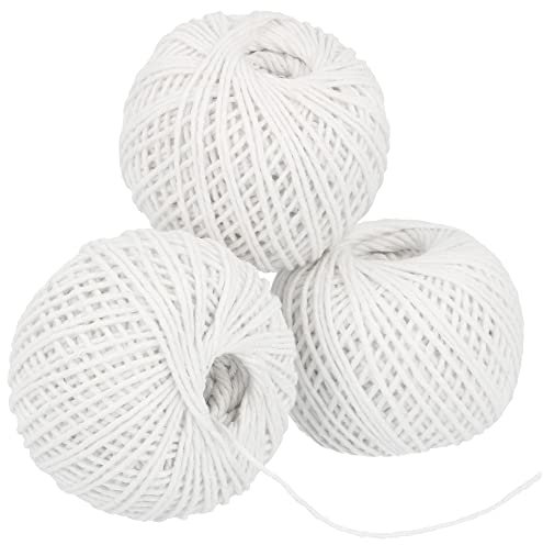 com-four® 3X Cavo per arrosto - Filato per Cucina per Cucinare e Grigliare - Cavo per griglia Bianco per Carne, Verdure e Pesce