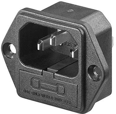 goobay 11261 AC Prise encastrable pour appareil à froid avec porte-fusible et raccord à souder, 3 broches, noir