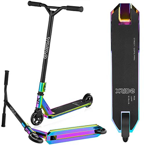 Stuntscooter für Kinder und Erwachsene, Stantroller mit ABEC 9 Kugellagern, Pro Tretroller für Stunts und Tricks, Klappbar Cityroller Ab 8 Jahre, Kinderroller und Erwachsenenroller, Neon Streetroller