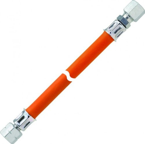 GOK Gasschlauch Mitteldruck-Schlauchleitung, 40 cm, 1/4 lks Überwurfmutter x 10 mm Schneidring, Gummi mit Textileinlage DIN 16436-2, DIN-DVGW geprüft, winterfest bis -30 °C, Propan/Butan