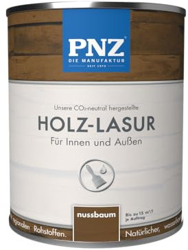 PNZ Holzlasur für Innen und Außen | lösemitttelfreie Farblasur | Nachhaltig hergestellt mit regionalen Rohstoffen | für alle Hölzer, auch Bienenhäuser, Gebinde:0.25L, Farbe:nussbaum